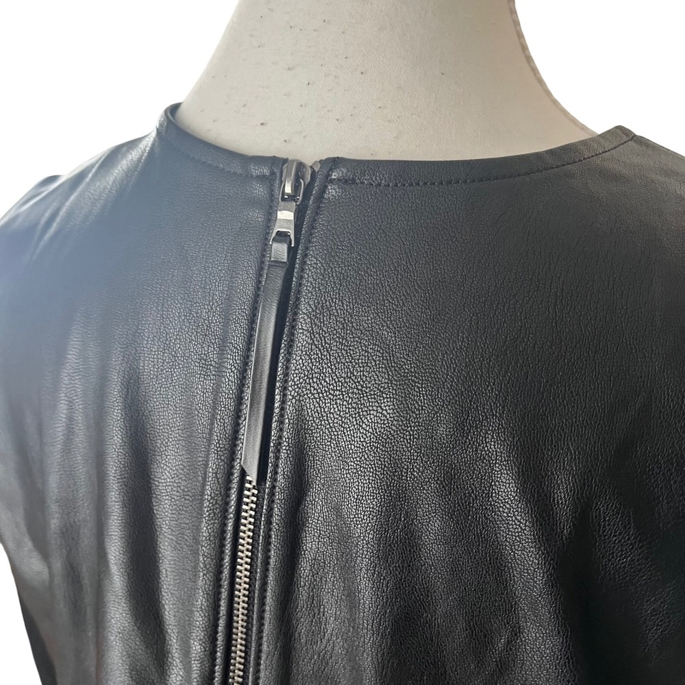 SPANX Faux Leather Combo Midi Sheath Dress Stretch Sleeveless Luxe Black size 1X - Picture 4 of 7